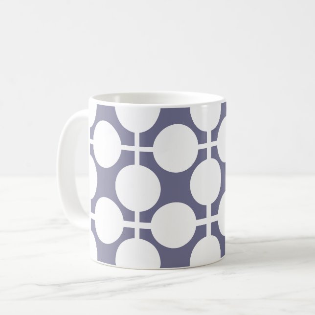 Mug pois blanc gris et motif (Devant gauche)