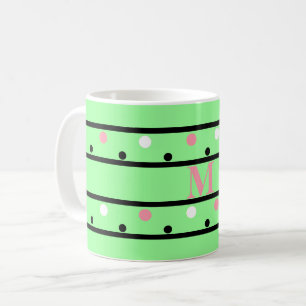 Mug Pois blancs rose monogramme