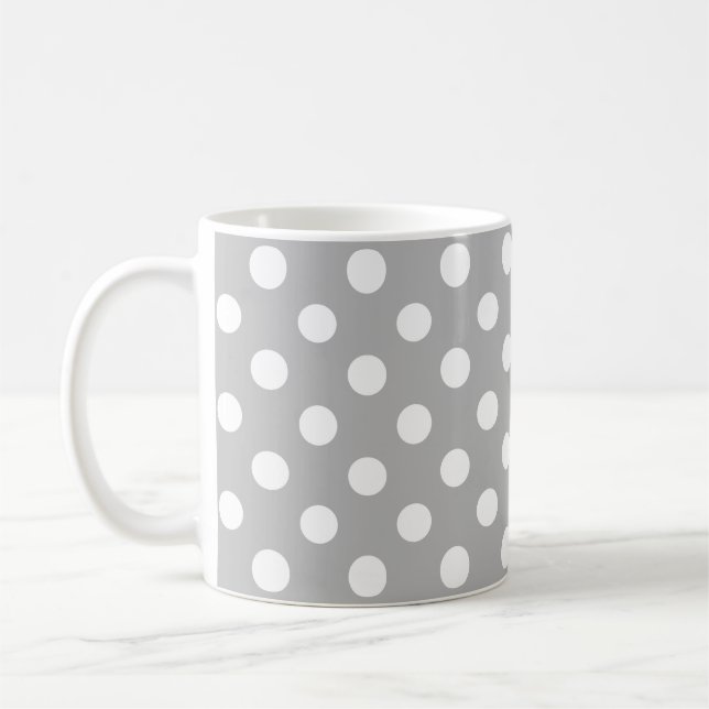 Mug Pois blancs sur Chrome Grey Arrière - plan (Gauche)