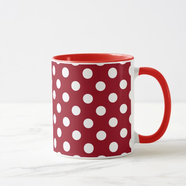 Mug Pois blancs sur le rouge Crimson (Droite)