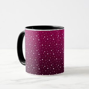 Mug Pois blancs sur pourpre et dégradé noir.