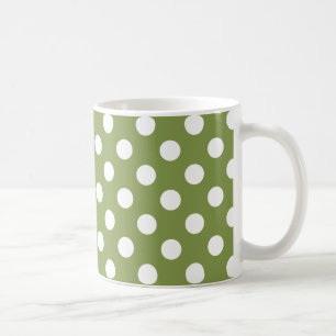 Mug Pois blancs sur vert olive