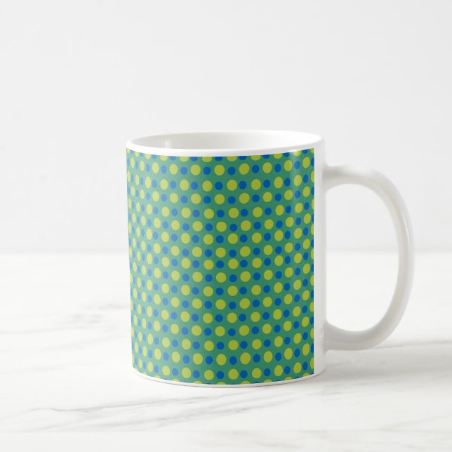 Mug Pois bleu profond et vert néon sur Emerald (Droite)