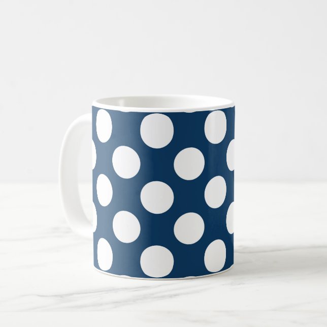 Mug Pois Bleus de la Marine, Motif à points Polka, poi (Devant gauche)