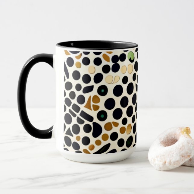 Mug Pois bleus de la Marine : or et émeraude (Avec donut)