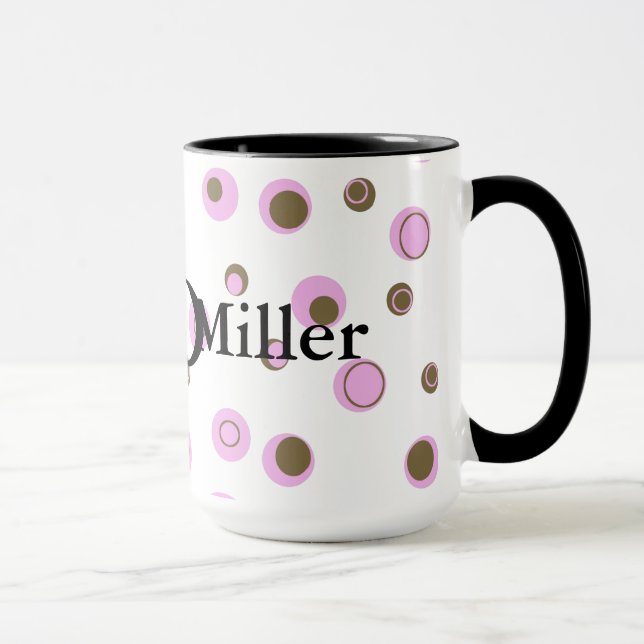 Mug Pois Brown roses Monogrammes (Droite)