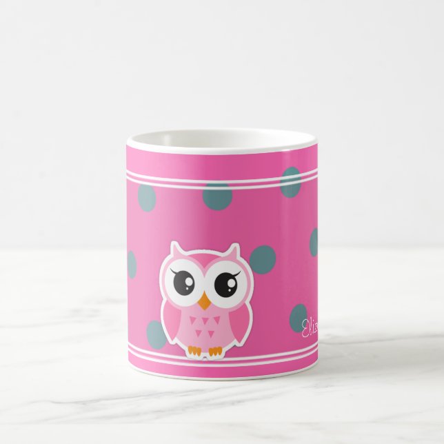 Mug Pois cool tendance avec chouette personnalisation (Centre)