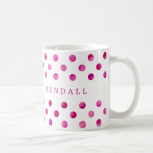 Mug Pois d'aquarelle rose personnalisée