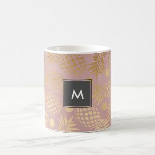 Mug pois élégant de motif d'ananas d'or de faux