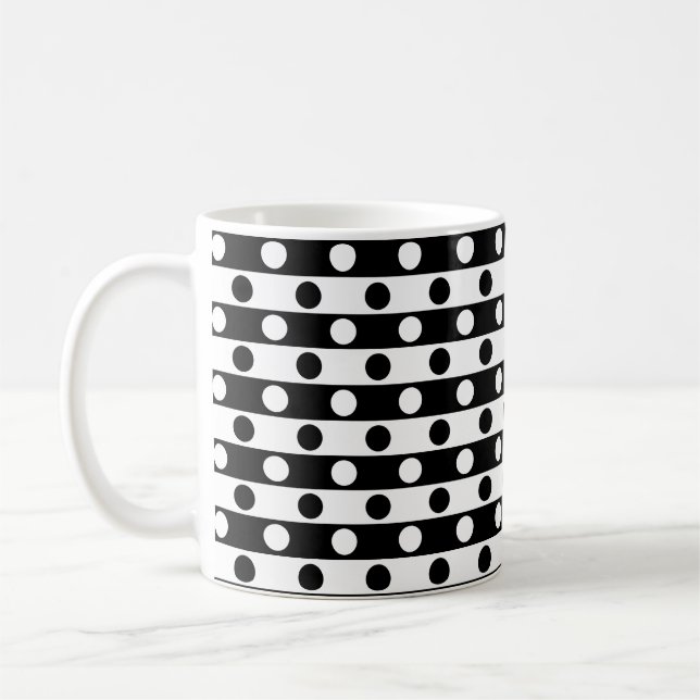 Mug Pois et rayures Motif - tons noir et blanc (Gauche)