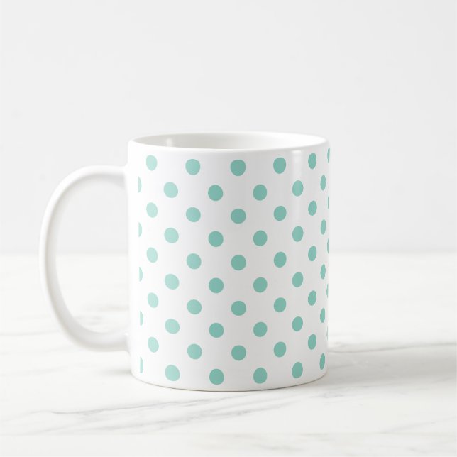 Mug Pois frais minuscule d'Aqua sur le blanc (Gauche)