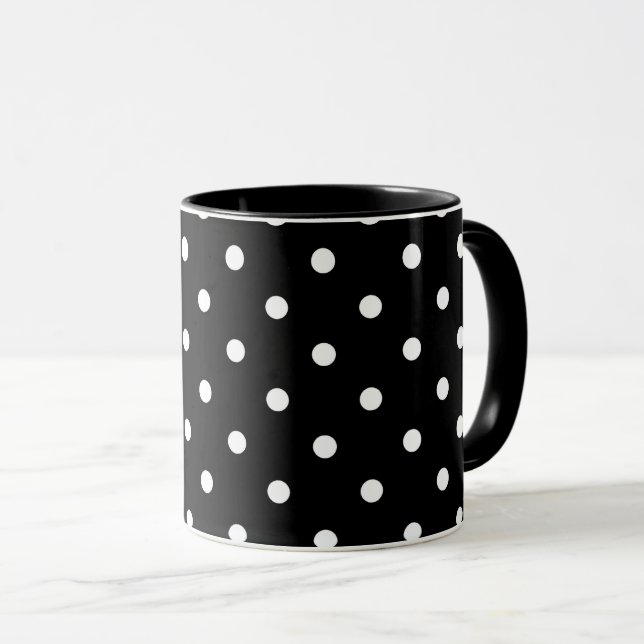 Mug Pois noir et blanc (Devant droit)