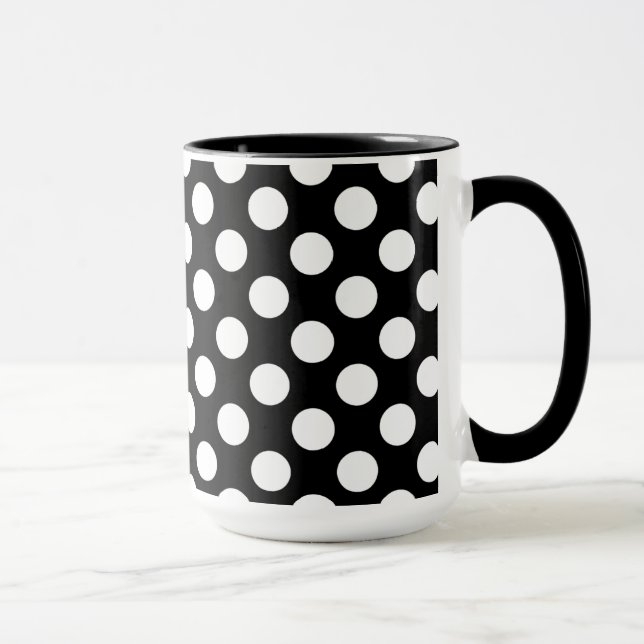 Mug Pois noir et blanc ; Empreinte de patte (Droite)