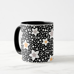Mug Pois noir et blanc rétro avec étoiles