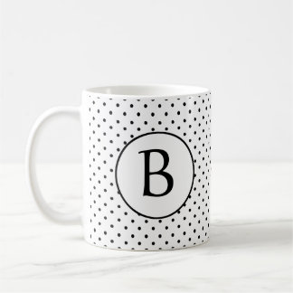 Mug Pois noirs et blancs avec monogramme