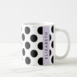 Mug Pois noirs et blancs, pointillés, Votre nom
