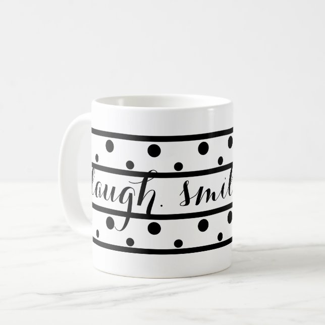 Mug Pois noirs rient Smile Live Citation (Devant gauche)