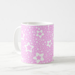 Mug Pois rétro rose chaud avec motif floral