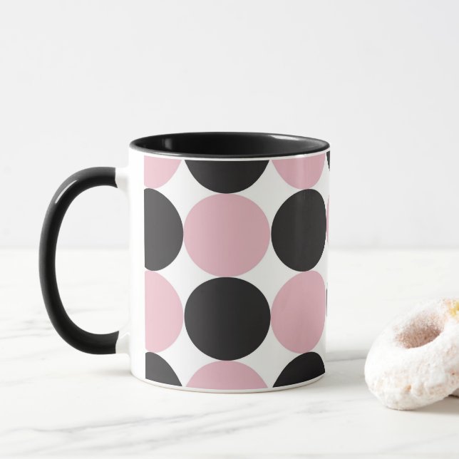 Mug Pois rose et noir (Avec donut)