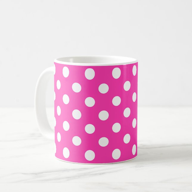 Mug pois rose vif motif (Devant gauche)