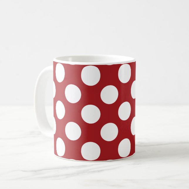 Mug Pois rouges, Motif à points polka, points, pointil (Devant gauche)