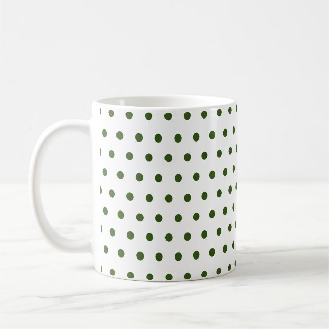 Mug Pois verts de la forêt foncée classique en blanc (Gauche)