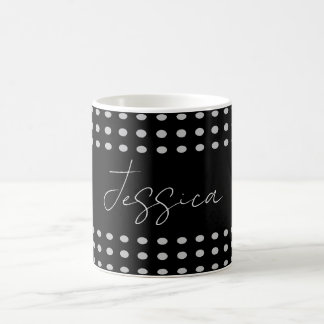 Mug Pois vintage noir gris couleur Nom rétro