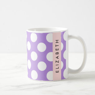 Mug Pois violets, Motif Pointe Polka, Votre Nom