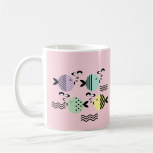 Mug Poisson abstrait sans couture scandinave moderne m