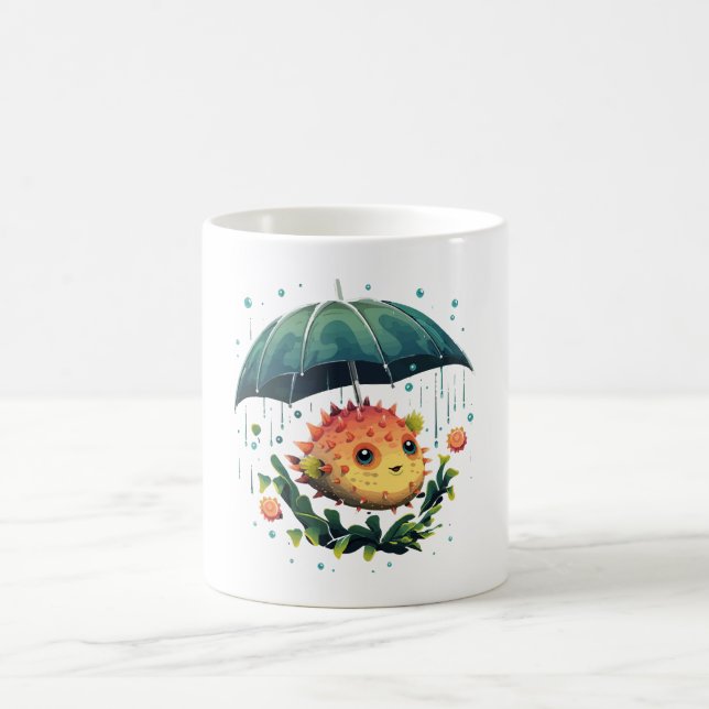 Mug Poisson ballon journée pluvieuse avec parapluie (Centre)