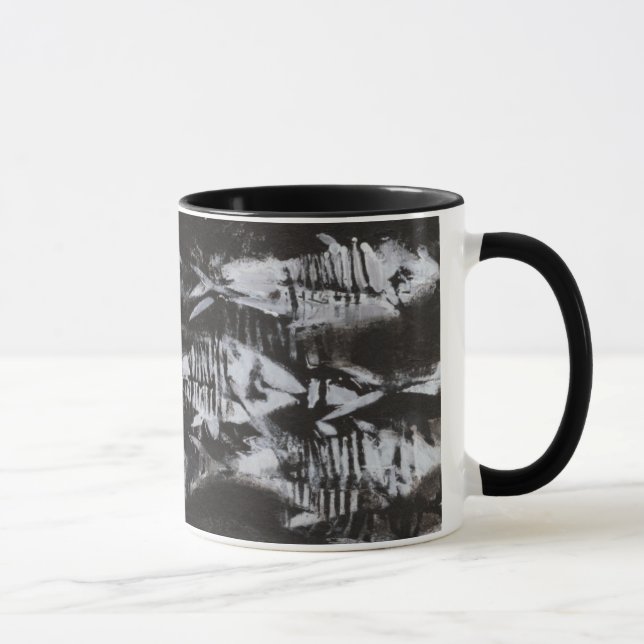 Mug Poisson blanc fossile sur Arrière - plan noir (Droite)