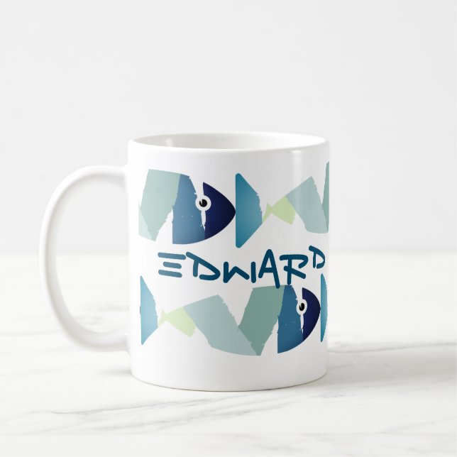 Mug Poisson bleu de natation Abstraite (Gauche)