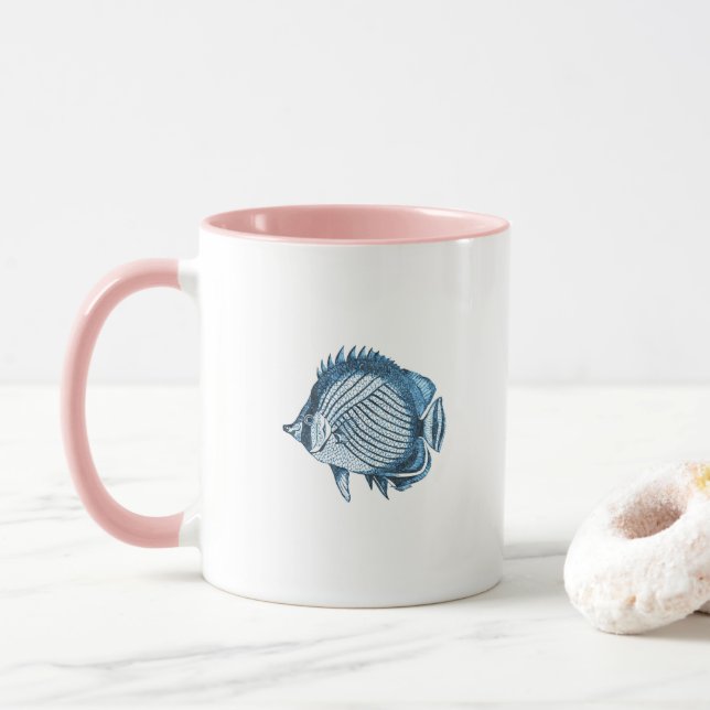 Mug Poisson bleu océan côtier marins cadeaux de mer (Avec donut)