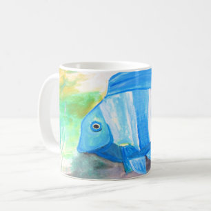 Mug Poisson bleu tropical Aquarelle Océan