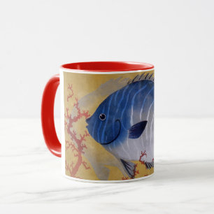 Mug Poisson Bleu Tropical Vieille Corail Marin Vie Océ