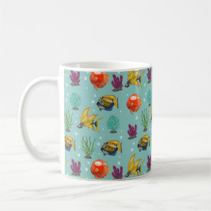 Mug Poisson caricatural mignon et coloré avec bulles