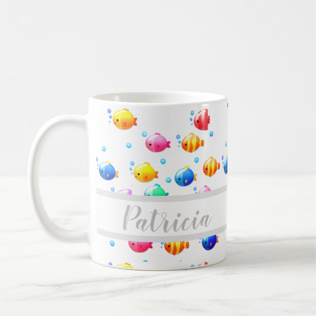 Mug Poisson coloré heureux avec bulles (Gauche)