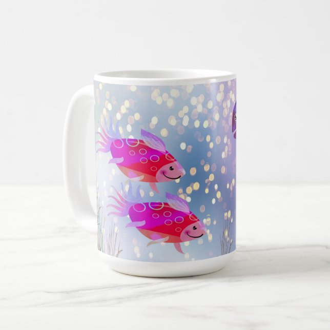 Mug Poisson dans une mer mousseuse Illustré (Devant gauche)