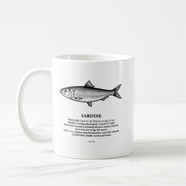 Mug Poisson de banc de sardines Vintage  (Gauche)