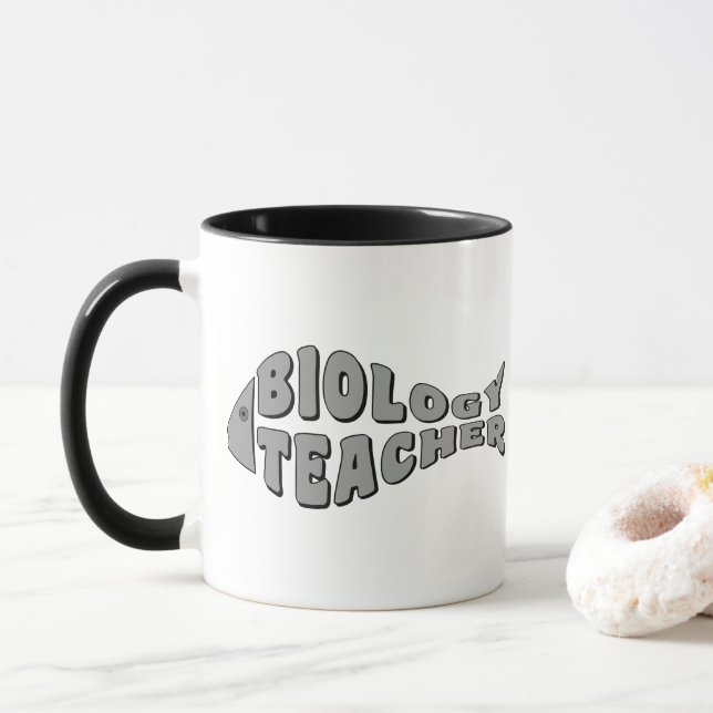 Mug Poisson enseignant en biologie (Avec donut)