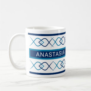 Mug Poisson et lignes bleu minimaliste moderne nom per