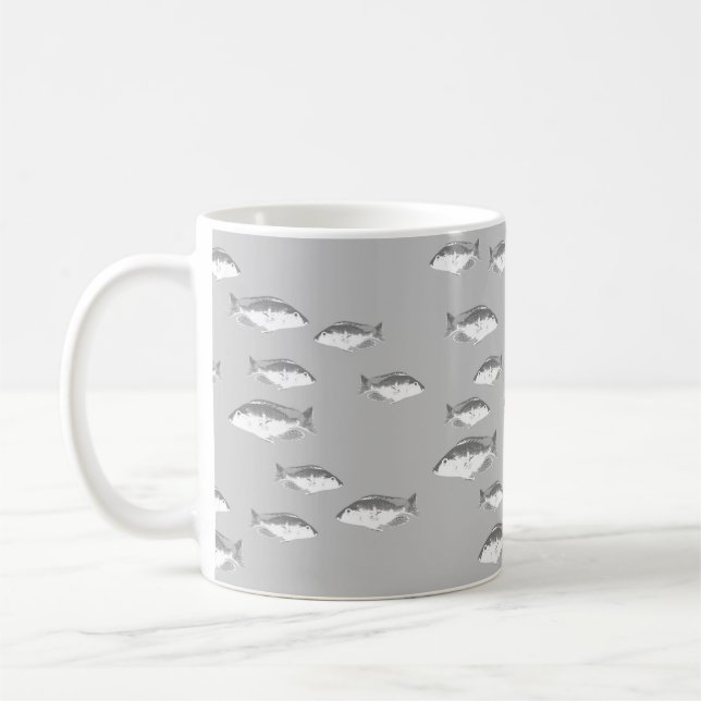 Mug Poisson gris monochrome (Gauche)