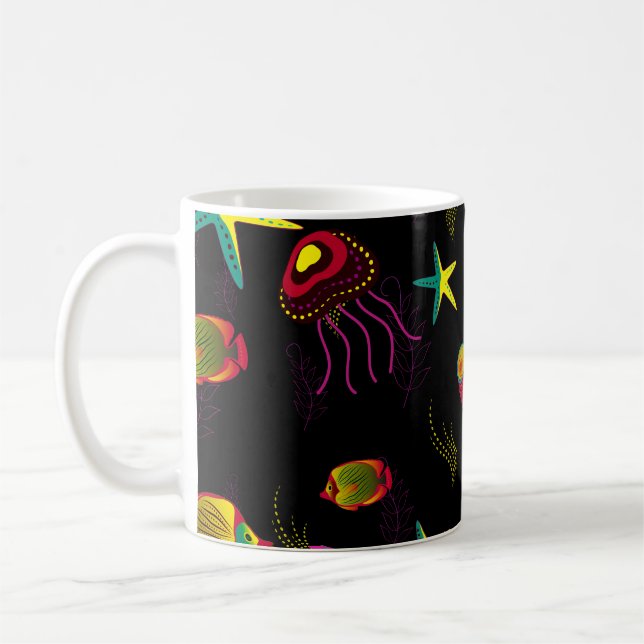 Mug Poisson jaune, noir et marron sans soudure motif.  (Gauche)