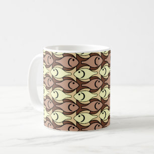 Mug Poisson moderne du milieu du siècle, brun et jaune