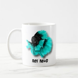Mug Poisson noir et Turquoise Betta