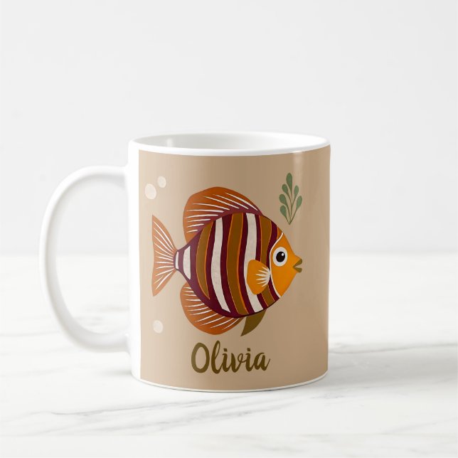 Mug Poisson tropical marron élégant  (Gauche)