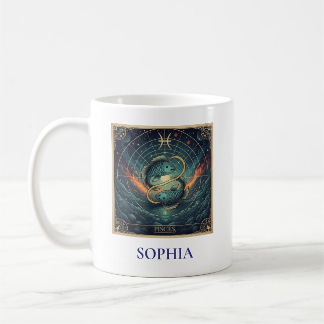 Mug Poissons Bleu Céleste Zodiaque (Gauche)