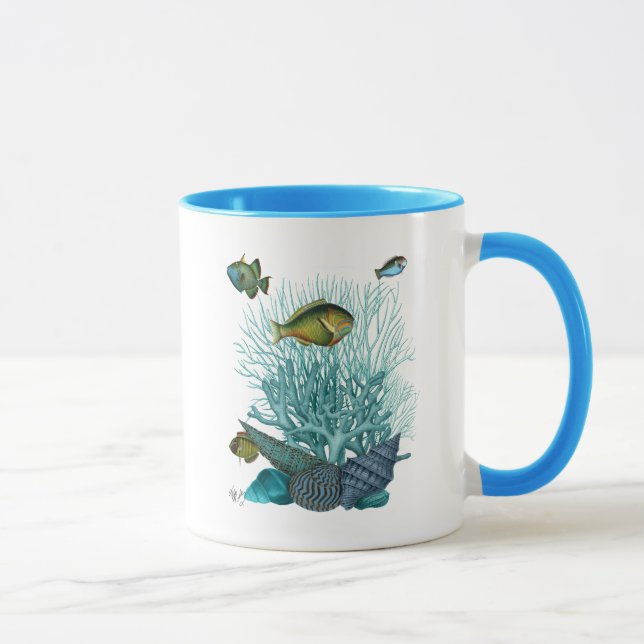 Mug Poissons Bleus Coques et Coraux (Droite)