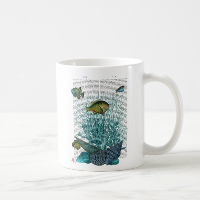 Mug Poissons, coquillages bleus et coraux (Droite)