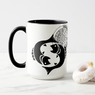 Mug Poissons de style grec avec Poisson Zodiac Graphiq